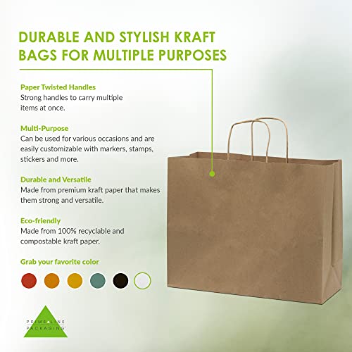 Prime Line Packaging Large Kraft Gift Bags with Handles for Small Business and Retail Stores
| Prime Line Packaging Lar