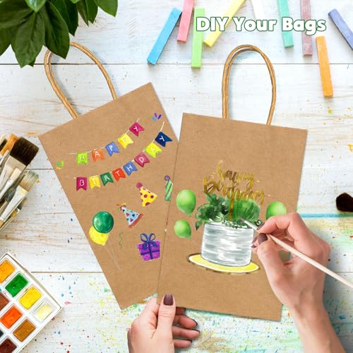Kraft Gift Bags with Handle 100 Pack 5.25x|25x8.25 Inch for Wedding and Birthday Party Favors and Retail Shopping  
Kraf