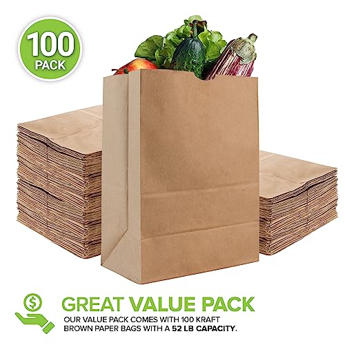 Kraft Brown Paper Bags 52 lb (100 Count) for Bulk Shopping  
Kraft Brown Paper Bags 52 lb (100 Count) for Home Storage