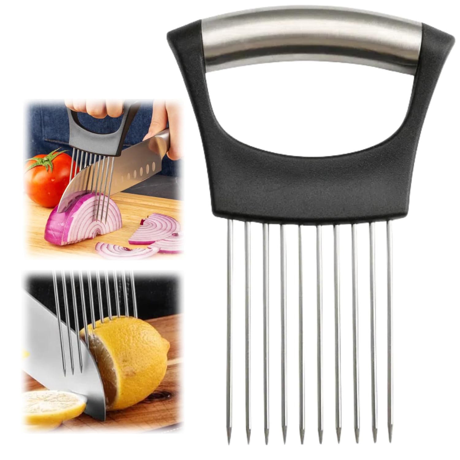 Stainless steel onion slice holder for home kitchen
| Stainless steel lemon slicer tool for kitchen use
| Stainless ste