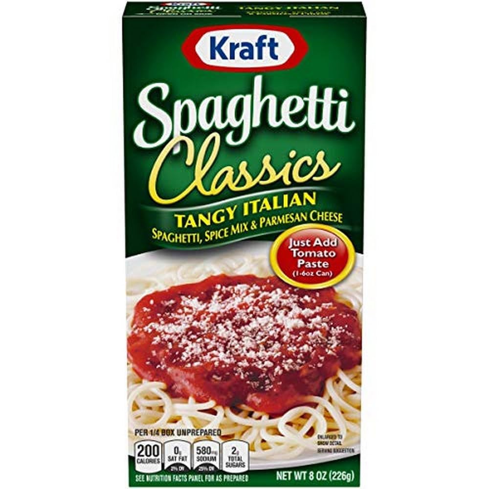 Kraft Spaghetti Classics Tangy Italian Easy Pasta Meal for Busy Families 8 OZ (Pack of 6)  
Kraft Spaghetti Classics Tan