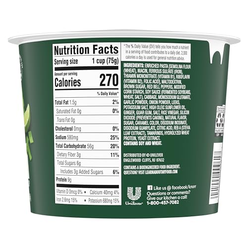 Knorr Pasta Cup Quick & Easy Pad Thai Meal 100% Real Vegetables No Artificial Flavors or Preservatives |6 oz Fast Cookin