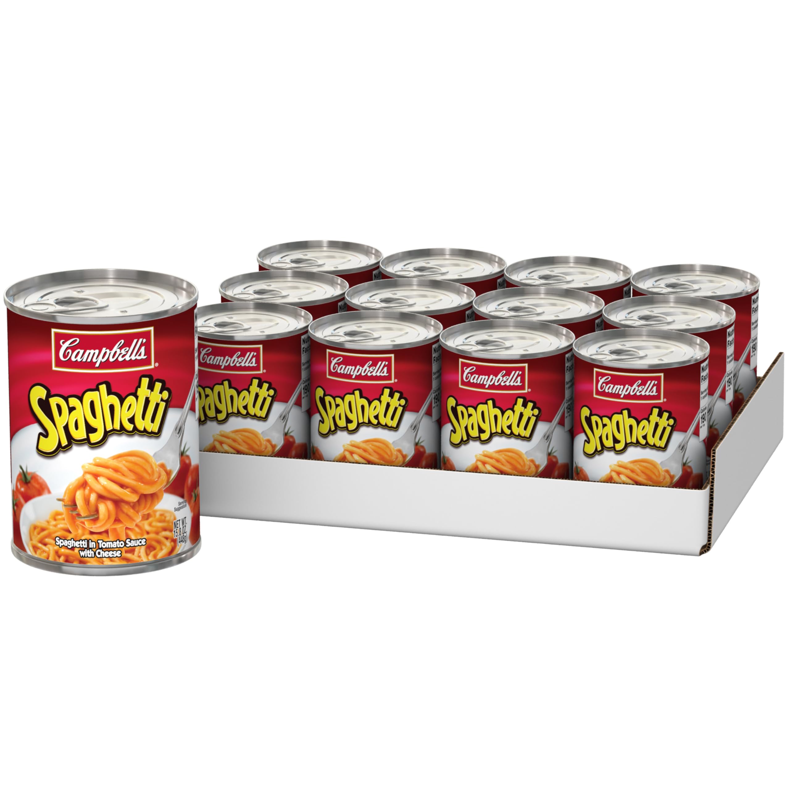 Campbell's Canned Spaghetti Snacks for Kids and Adults, 15.8 OZ Can (Pack of 12)