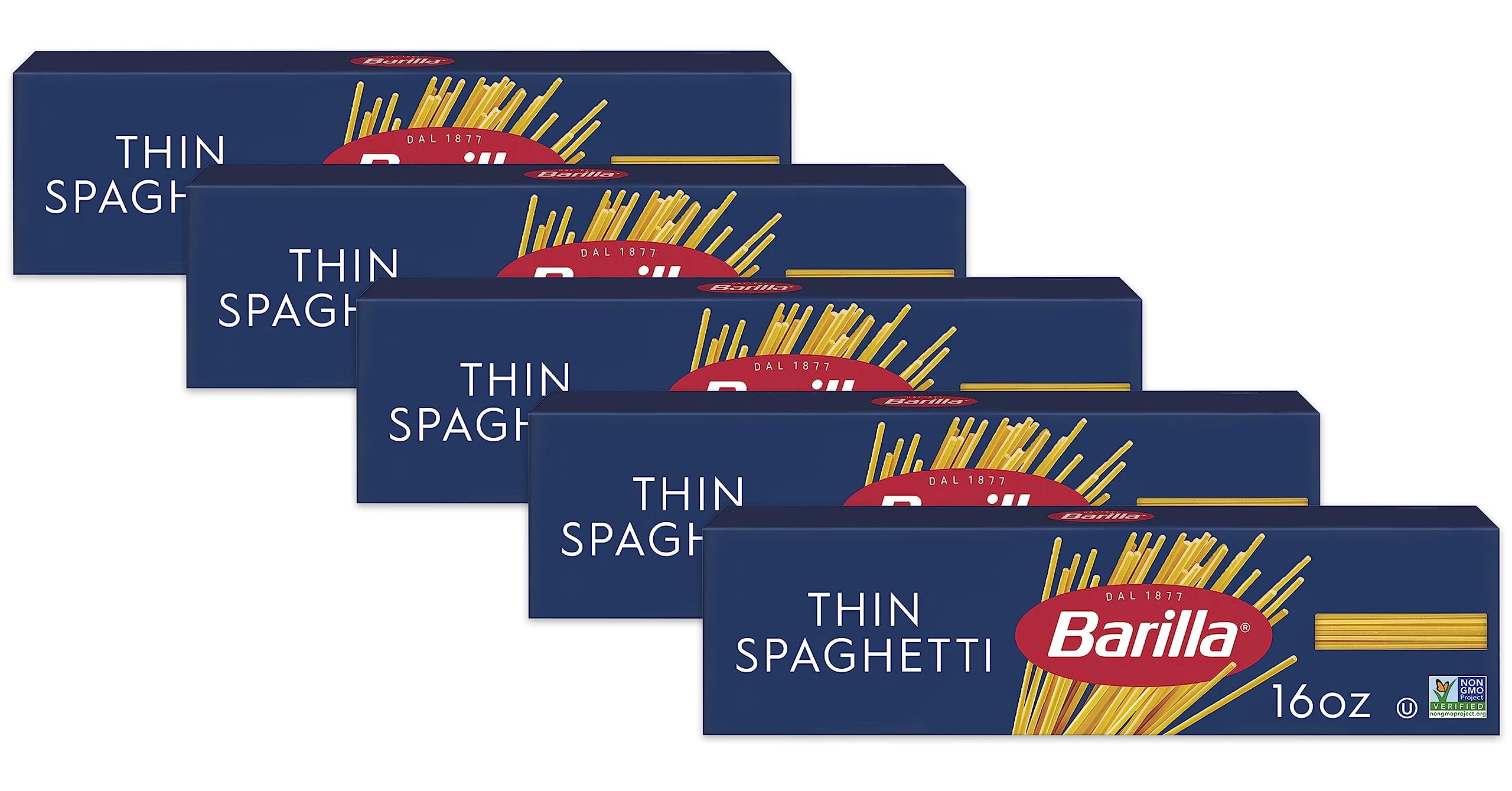 Barilla Thin Spaghetti - Thin Pasta for Low-Carb Dieters - Dinner Time Special Offer - 16 fl oz (Pack of 5)  
Barilla Th