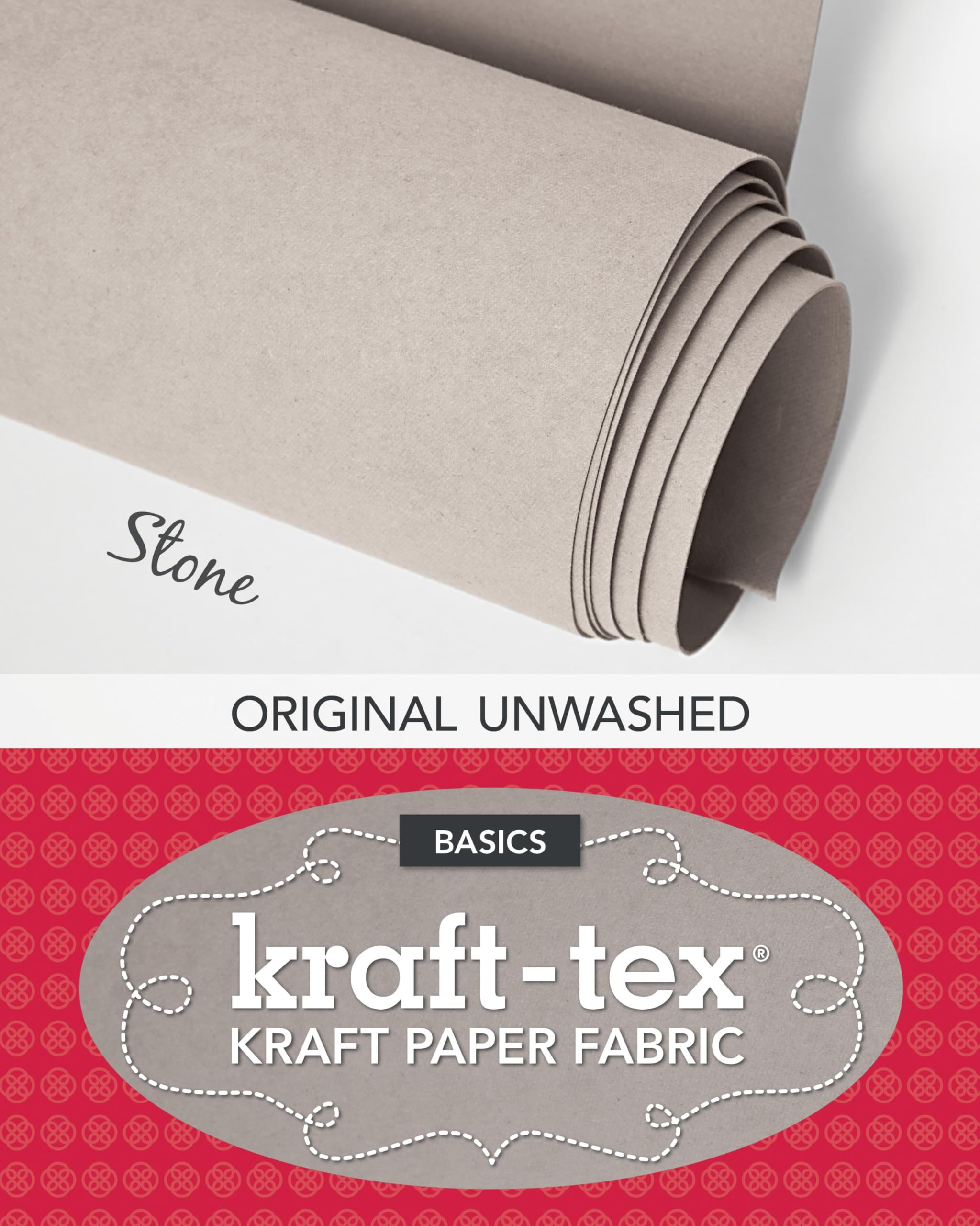 Kraft-tex Stone Original Unwashed Kraft Fabric Paper for Craft Projects, 19” x 1.5 Yard Roll (kraft-tex Basics)