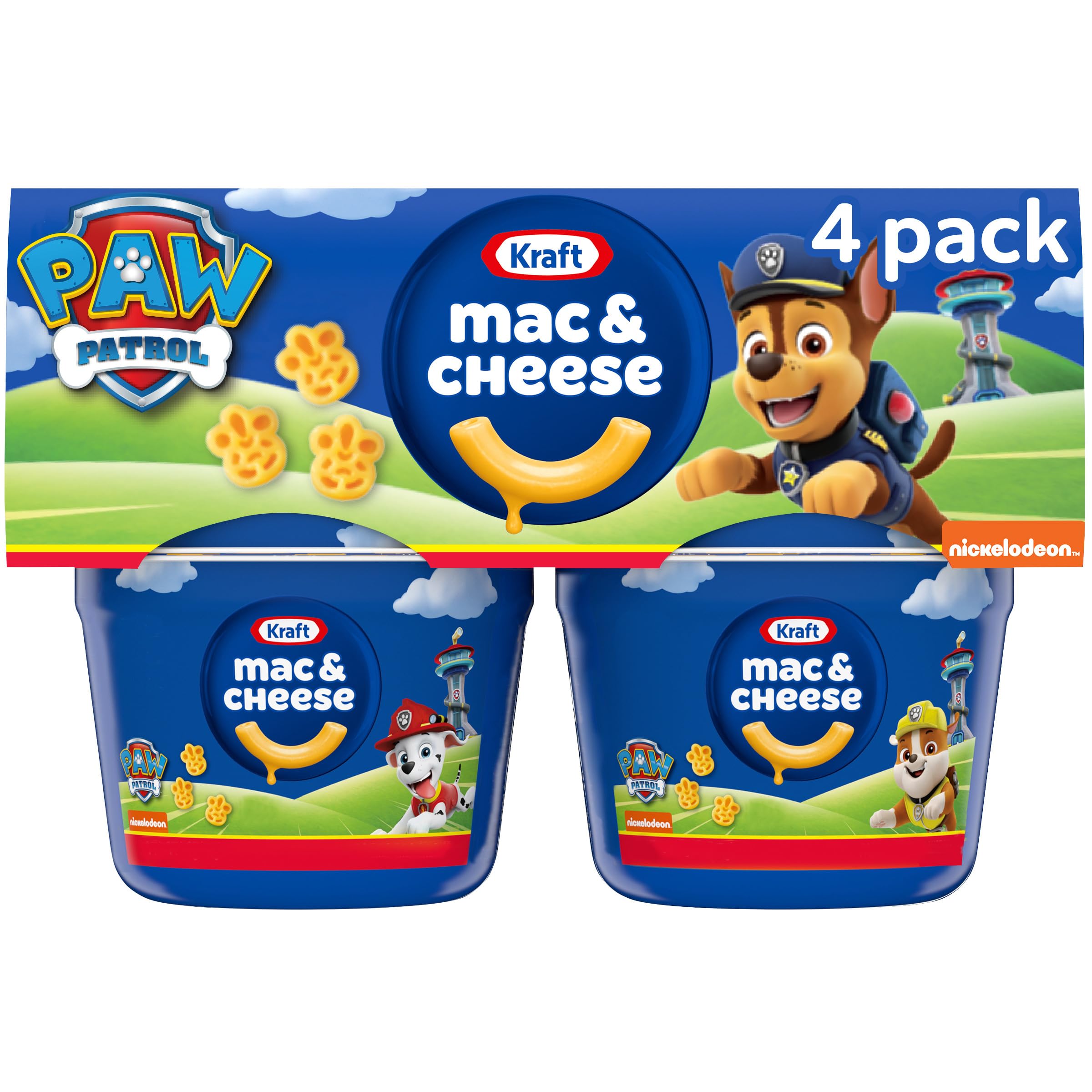 Kraft Mac & Cheese Nickelodeon Paw Patrol Easy Microwavable Dinner for Kids 4 ct Pack 1.9 oz Cups