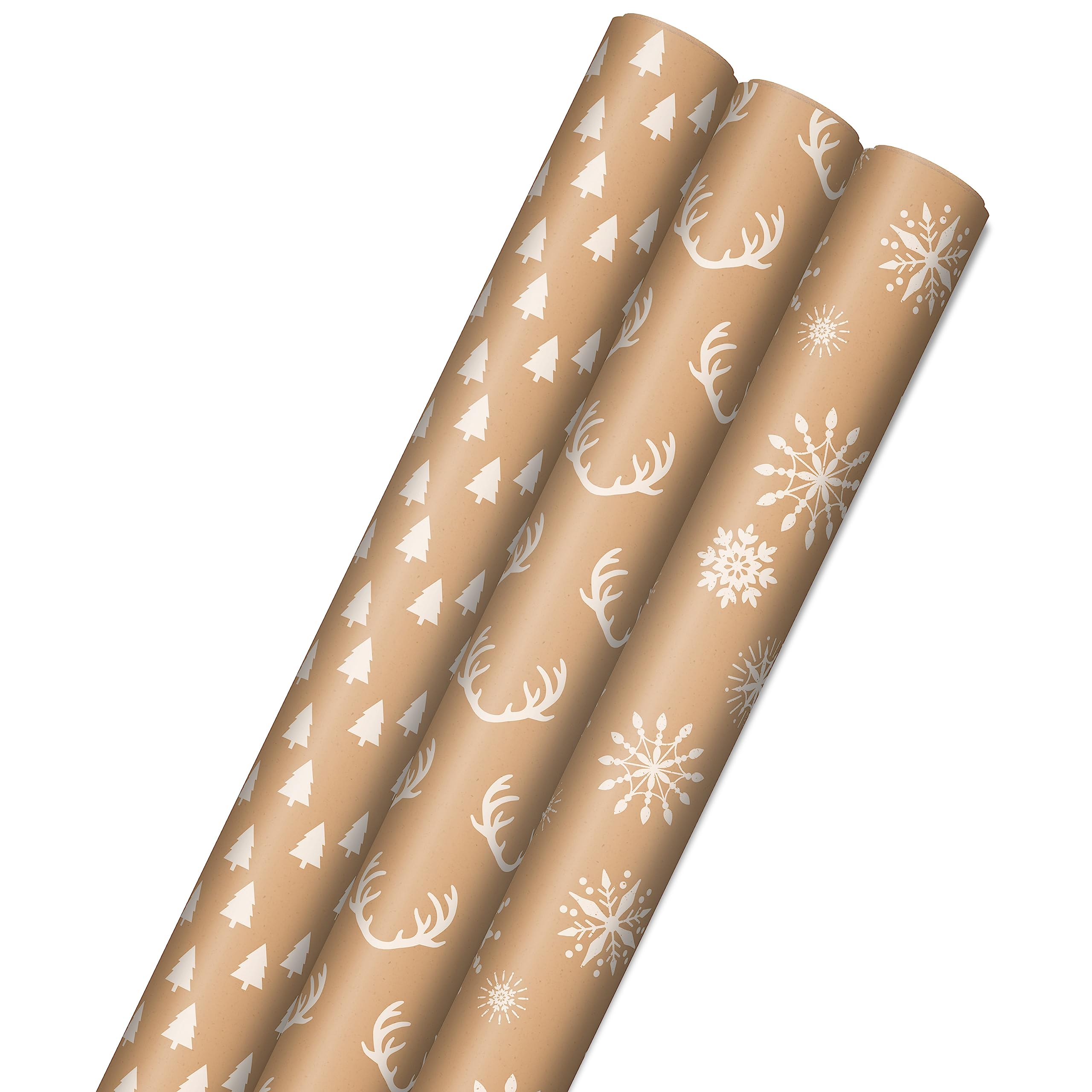 Hallmark Minimalist Brown Kraft Trees Gift Wrap Paper for Holiday Parties
| Hallmark Christmas Wrapping Paper Rolls for