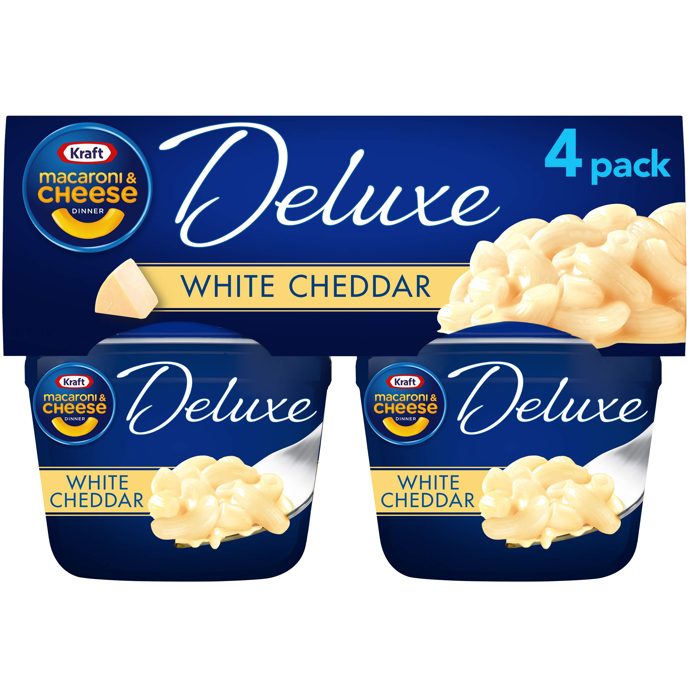 Kraft Deluxe White Cheddar Easy Microwavable Macaroni and Cheese Cups for Busy Professionals at Work | Microwaveable Sna